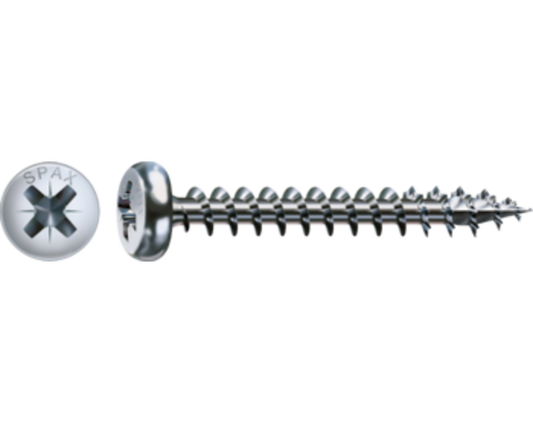 Spax bolkop kruiskop 4,5x35 CK verzinkt voldraad VE= 500 st Screws Spax